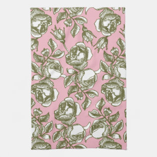 Antiek Rozen in goud en witte roze handdoek