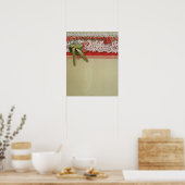 Antiek Rozen kant rustieke rode Victoriaans Burlap Poster (Keuken)