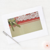 Antiek Rozen kant rustieke rode Victoriaans Burlap Rechthoekige Sticker (Envelop)