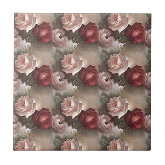 Antiek Rozen Tegel Tegeltje (Voorkant)