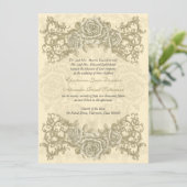 Antiek Rozen van Cream Wedding Kaart (Staand voorkant)