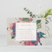 Antiek Rozen Vintage Beige Weddenschap Kaart (Staand voorkant)