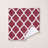 Antiek Ruby met White Quatrefoil Pattern Bad Handdoek (Wasdoekje)