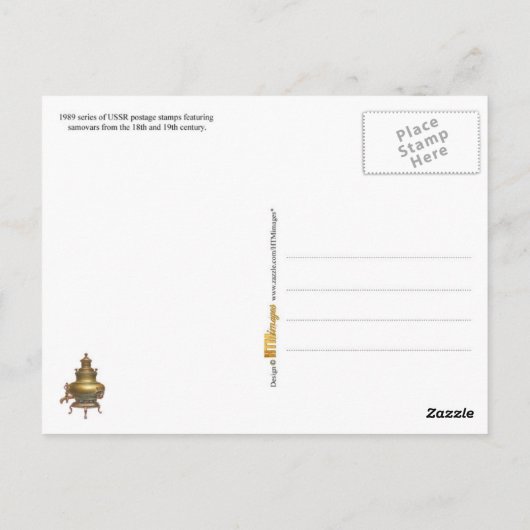 Antiek Russische Samovars over stembanden Briefkaart (Achterkant)