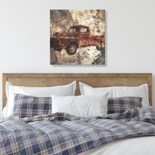 Antiek Rustic Old Truck Canvas Afdruk (Insitu (Slaapkamer))