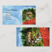 ANTIEK RUSTIEKE DORPJES EN POPPIES IN TOSCANE VISITEKAARTJE (Voorkant / Achterkant)