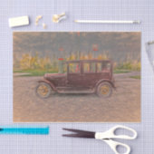  Antiek Rustisch land - bruine autoschets Tissuepapier (Craft)