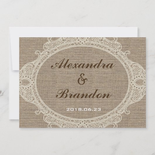 Antiek Rustisch Land Burlap Lace Kaart (Voorkant)