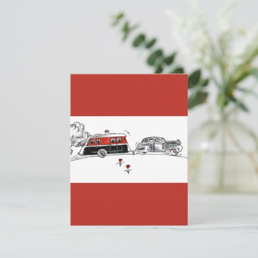 Antiek RV-camper en -kartonnen tekening Kaart (Staand voorkant)