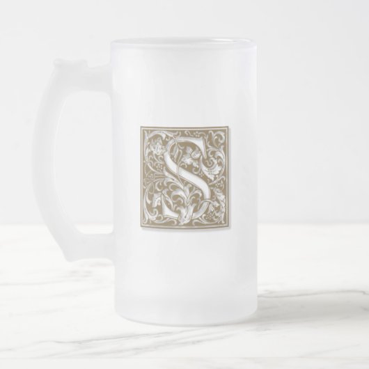 Antiek S-monogram Matglas Bierpul (Links)