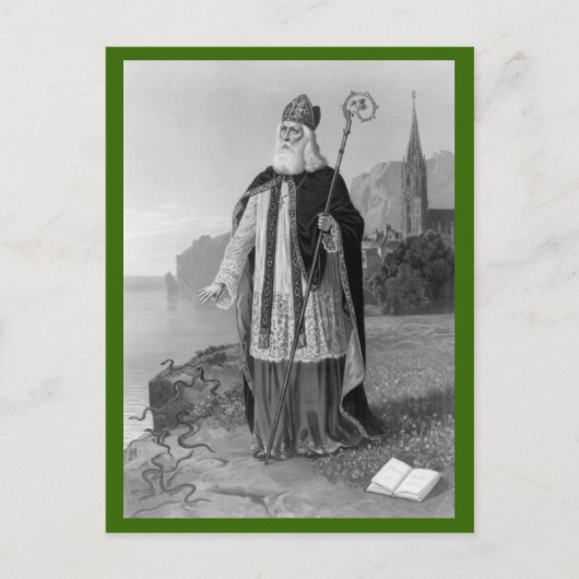 Antiek Saint Patrick, de slangen en de bijbel Briefkaart (Voorkant)