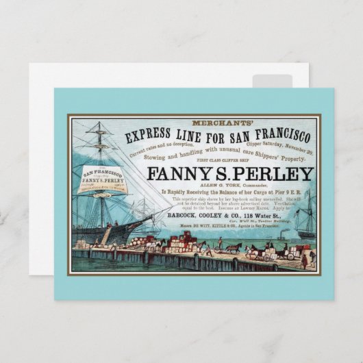 Antiek San Francisco Express-scheepvaartlijn Briefkaart (Voorkant / Achterkant)