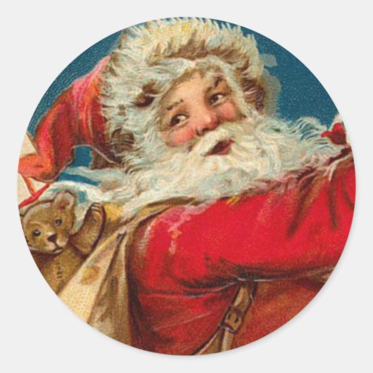 Antiek Santa Kerst sticker (Voorkant)