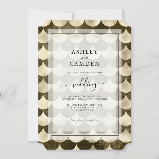 Antiek Scallop vergulde bruiloft Kaart (Voorkant)