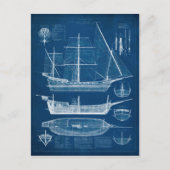 Antiek scheepsblauwdruk I Briefkaart (Voorkant)