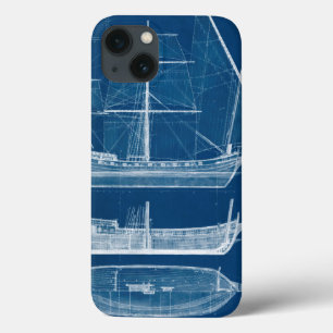 Antiek scheepsblauwdruk I iPhone 13 Hoesje
