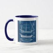 Antiek scheepsblauwdruk I Mok (Links)
