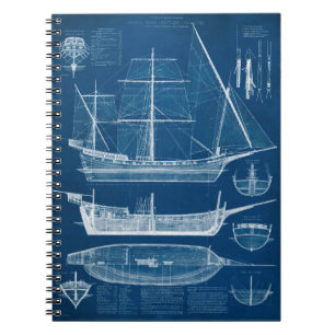 Antiek scheepsblauwdruk I Notitieboek