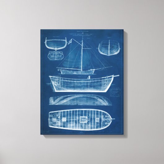 Antiek scheepsblauwdruk II Canvas Afdruk (Voorkant)
