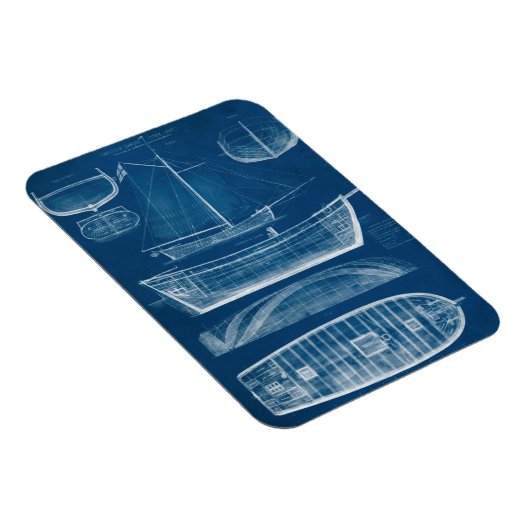 Antiek scheepsblauwdruk II Magneet (Rechterzijde)