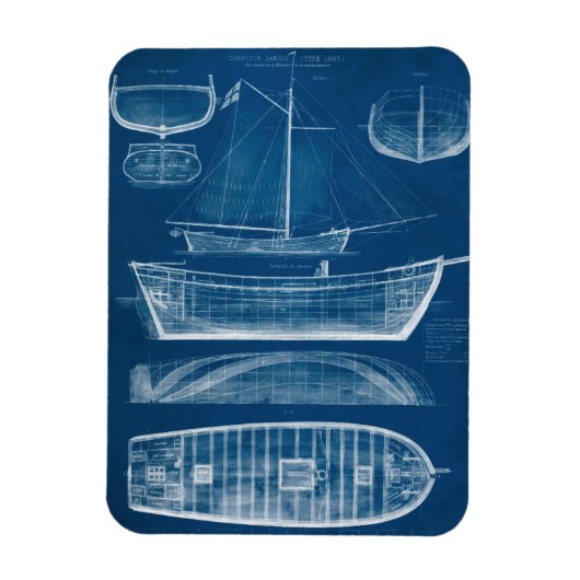 Antiek scheepsblauwdruk II Magneet (Verticaal)