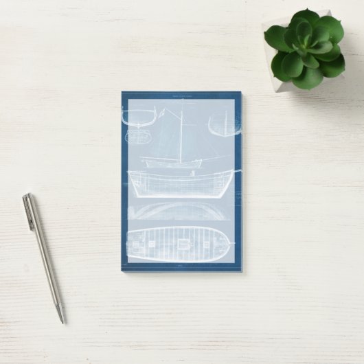 Antiek scheepsblauwdruk II Post-it® Notes (Kantoor)