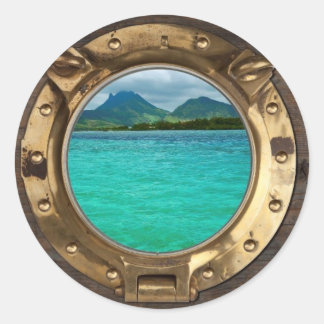 Antiek scheepsvenster ronde sticker
