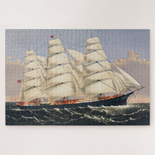 Antiek Scheepvaart Zeilschip Currier & Ives Legpuzzel