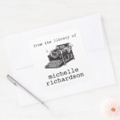 Antiek schrijfmachine bookplate vierkante sticker (Envelop)