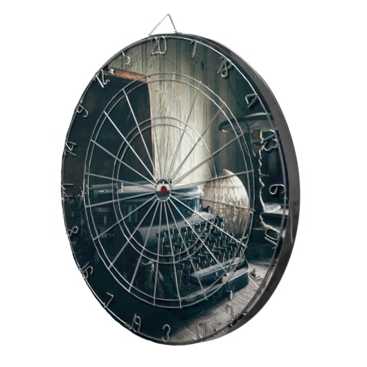 Antiek schrijfmachine Dartbord (Voorkant Rechts)