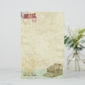 Antiek schrijfmachine  Ephemera Collage Briefpapier (Staand voorkant)