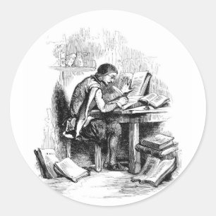 Antiek schrijver ronde sticker