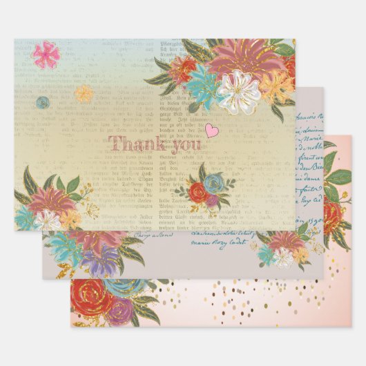  Antiek  script botanisch Inpakpapier Vel (Set)