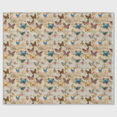 Antiek script &  vlindercollage cadeaupapier (Vlak)