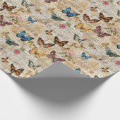 Antiek script &  vlindercollage cadeaupapier (Hoek)