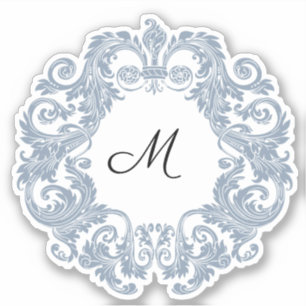 Antiek Scrollwork Stustblauw Sticker