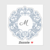 Antiek Scrollwork Stustblauw Sticker (Vel)