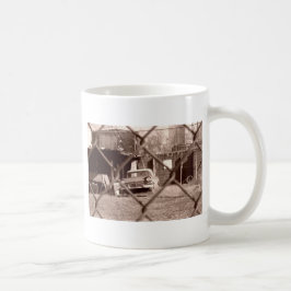 antiek sepia toonauto afbeelding koffiemok