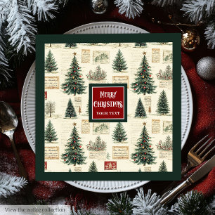 Antiek  servetten in diepgroene waterverf