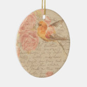  Antiek Shabby Chic Script & Bird Floral Keramisch Ornament (Rechts)