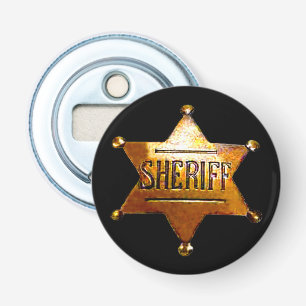Antiek Sheriff's Badge Button Flesopener