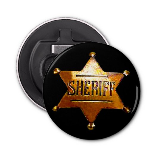 Antiek Sheriff's Badge Button Flesopener (Voorkant)