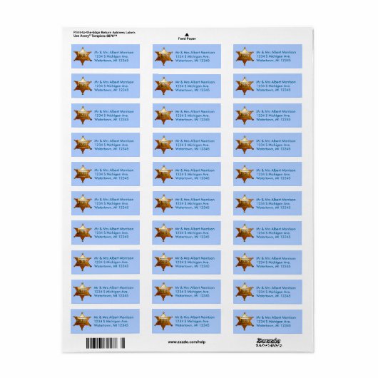 Antiek Sheriff's Badge Etiket (Full Sheet)