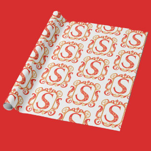 Antiek Sierlijk Monogram - hoofdletter S Cadeaupapier