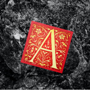 Antiek siermonogram - hoofdletter A Vierkante Visitekaartje