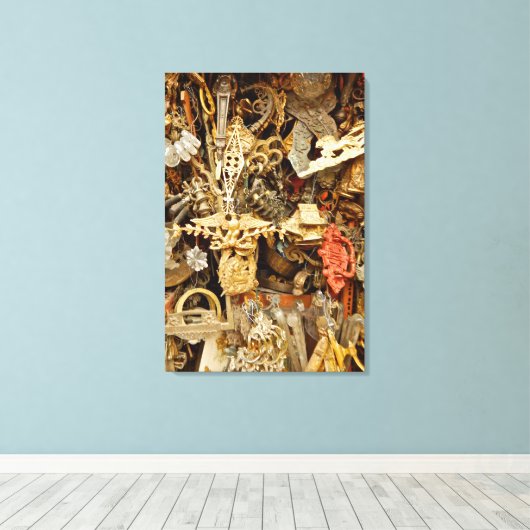 Antiek siervoorwerpen canvas afdruk (Insitu (Houten vloer))