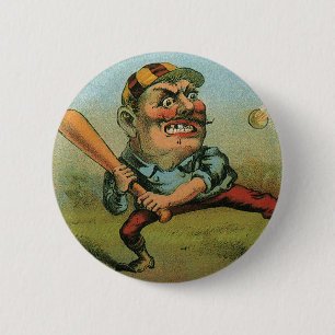 Antiek Sigarettenlabel, Sport Honkbal Tansill Punc Ronde Button 5,7 Cm