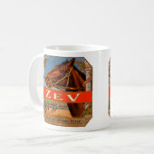 Antiek Sigarettenlabel, Zev Renpaarden Bruine Heng Koffiemok (Voorkant links)