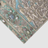 Antiek Silver Turquoise Pareltjes Natitivity Scene Tissuepapier (Detail)
