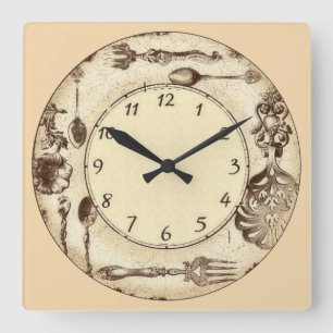 Antiek  Silverware Vierkante Klok